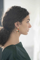 Boucles d'oreilles perlées - Fleurs pendantes colorées
